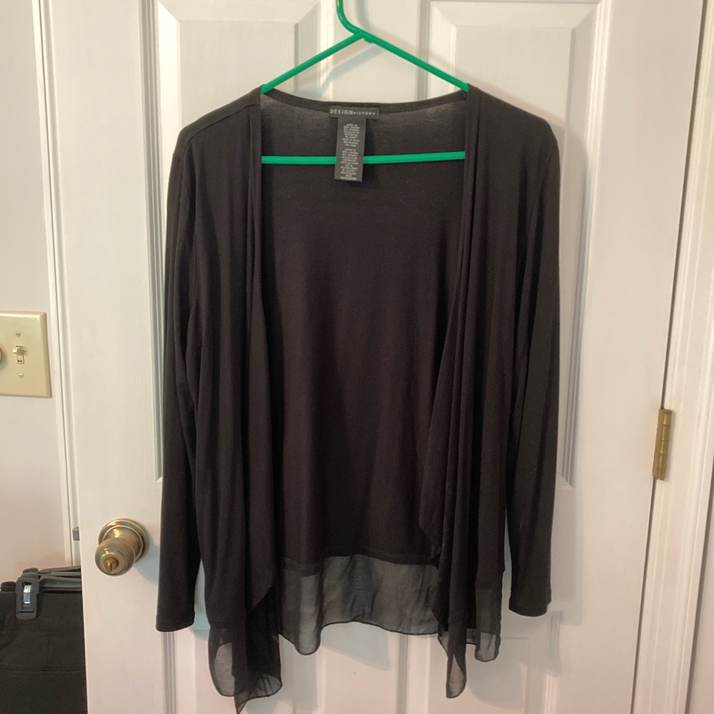 Black thin cardigan. Sheer on bottom